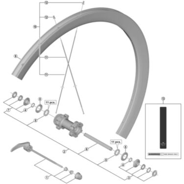 WH-U5000-F Complete quick release, 133 mm