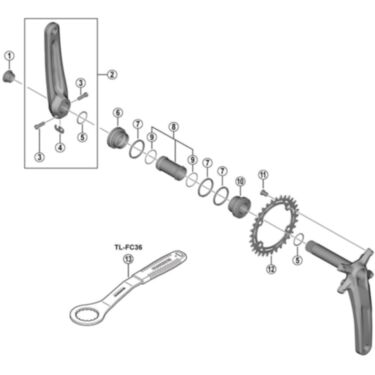 FC-MT511-1 left hand crank arm unit, 175 mm