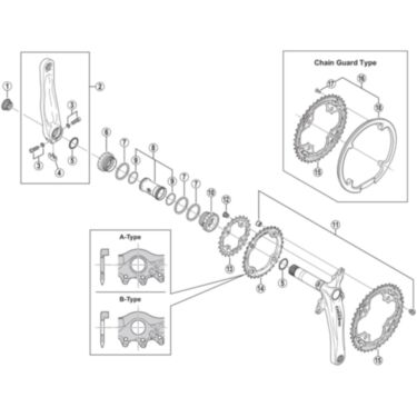 FC-M590 double gear fixing bolts and nuts, M8 x 8.5 mm