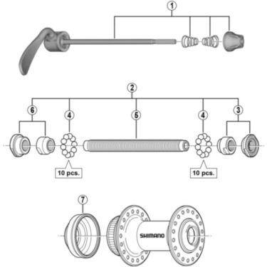 HB-RM35 complete hub axle 108 mm