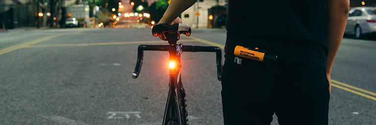 Kryptonite light on a bike