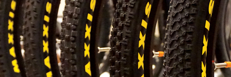 Mixxis tyres with logos lined up neatly